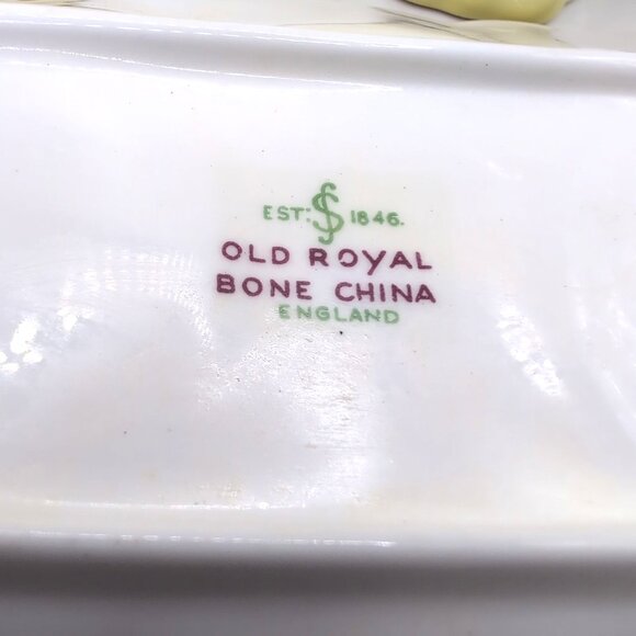 Vintage Old Royal English Bone China Sugar Bowl Creamer + Underplate Floral VGC - Picture 4 of 10